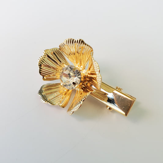 Golden flower hair clip*Small metal alligator clip*Fashion hair accessory*Gold metal wedding pin*Golden jewelry*Set of 3*Trendy gift