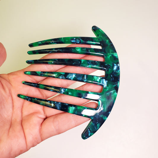 Hair comb*Curved French comb*Large hair fork *Side hair comb*French twist clip*Green  hair comb*Gift for girls*Mom gift*Fashion gift