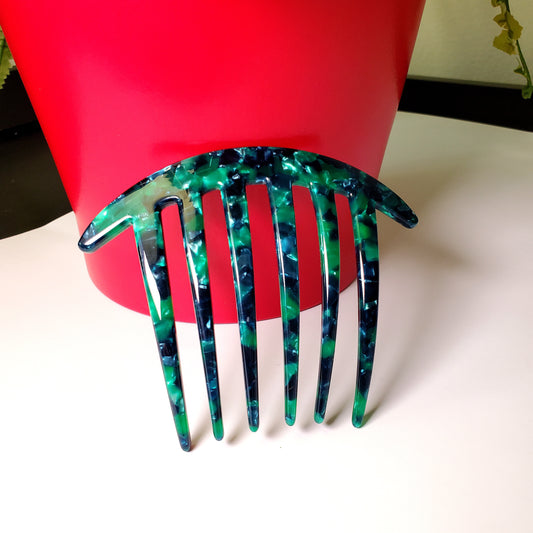 Hair comb*Curved French comb*Large hair fork *Side hair comb*French twist clip*Green  hair comb*Gift for girls*Mom gift*Fashion gift