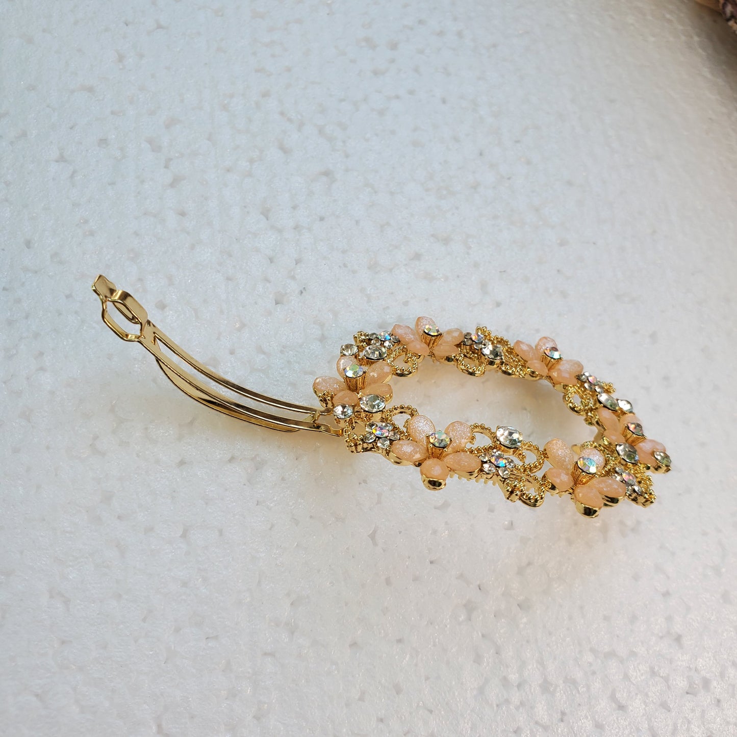 Yellow gold barrette*Metal golden hair clip*Crystals/rhinestones hair pin*Hair jewelry*Stylish gift*Gift for mom*Trendy jewelry*Best gift
